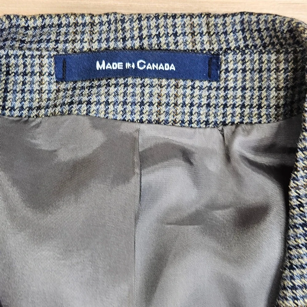 Chaps Ralph Lauren Blazer‎ Mens L Blue Silk Wool Houndstooth Sport Coat Canada
